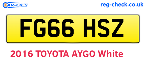 FG66HSZ are the vehicle registration plates.