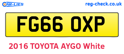 FG66OXP are the vehicle registration plates.
