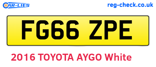 FG66ZPE are the vehicle registration plates.