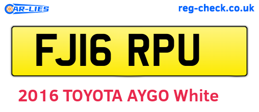 FJ16RPU are the vehicle registration plates.
