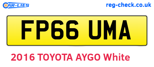 FP66UMA are the vehicle registration plates.