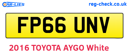 FP66UNV are the vehicle registration plates.