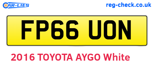 FP66UON are the vehicle registration plates.