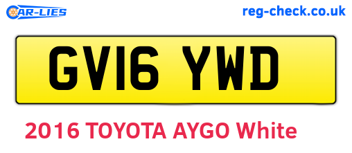 GV16YWD are the vehicle registration plates.