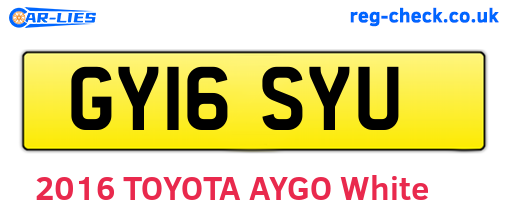 GY16SYU are the vehicle registration plates.