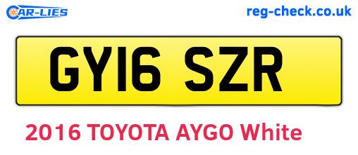GY16SZR are the vehicle registration plates.