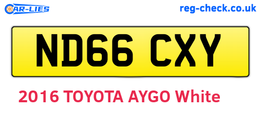 ND66CXY are the vehicle registration plates.