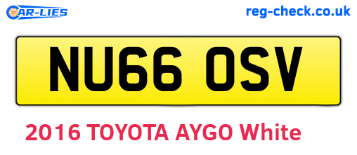 NU66OSV are the vehicle registration plates.