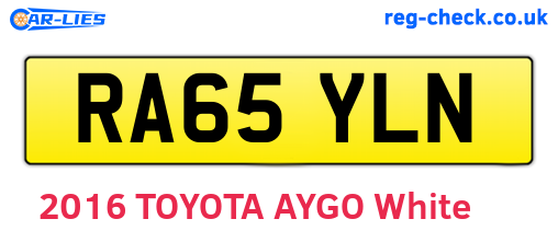 RA65YLN are the vehicle registration plates.