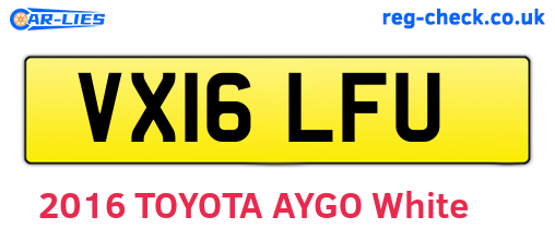 VX16LFU are the vehicle registration plates.