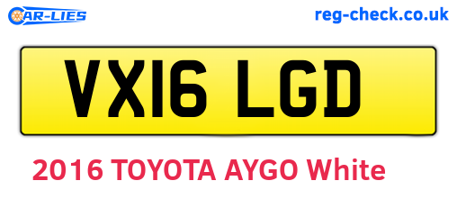 VX16LGD are the vehicle registration plates.