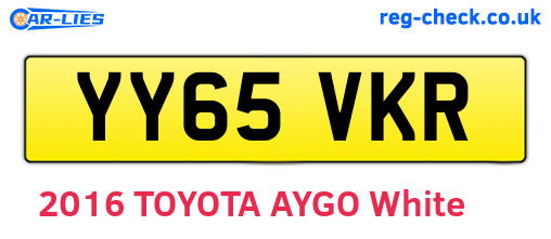 YY65VKR are the vehicle registration plates.