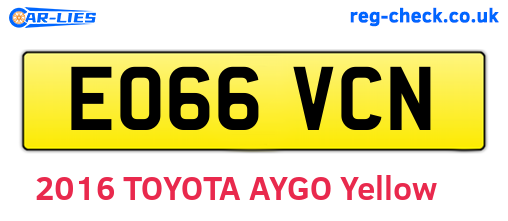 EO66VCN are the vehicle registration plates.