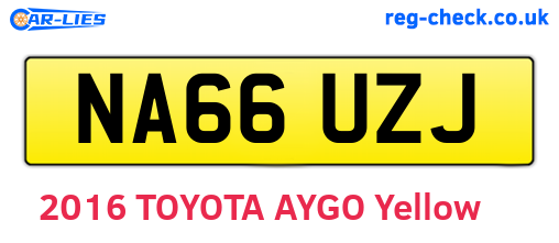 NA66UZJ are the vehicle registration plates.