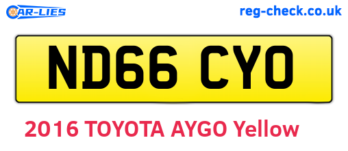 ND66CYO are the vehicle registration plates.