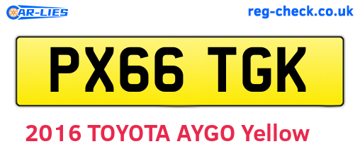 PX66TGK are the vehicle registration plates.
