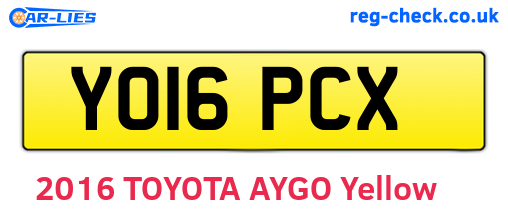 YO16PCX are the vehicle registration plates.