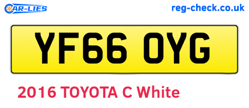 YF66OYG are the vehicle registration plates.