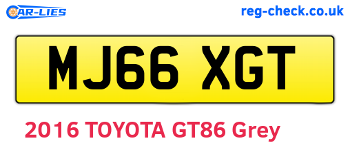 MJ66XGT are the vehicle registration plates.