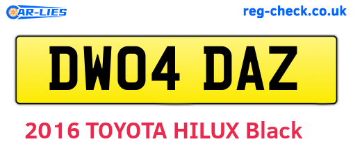 DW04DAZ are the vehicle registration plates.