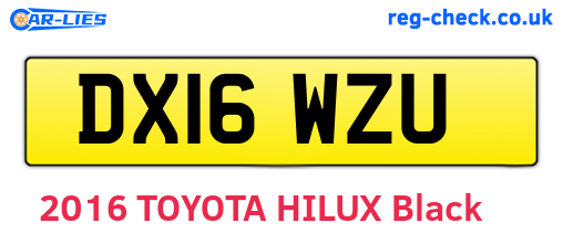DX16WZU are the vehicle registration plates.