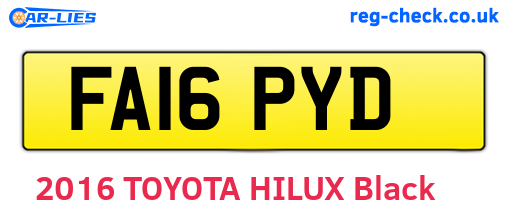 FA16PYD are the vehicle registration plates.