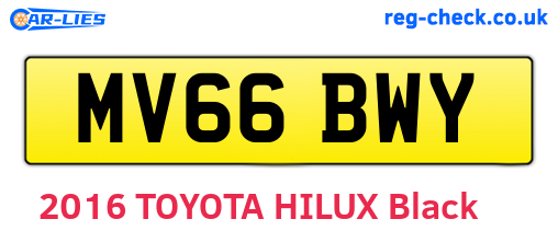 MV66BWY are the vehicle registration plates.