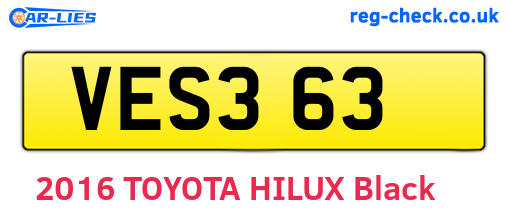VES363 are the vehicle registration plates.