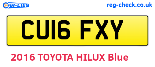CU16FXY are the vehicle registration plates.
