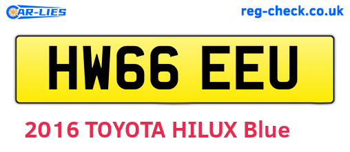 HW66EEU are the vehicle registration plates.