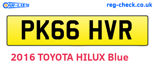 PK66HVR are the vehicle registration plates.