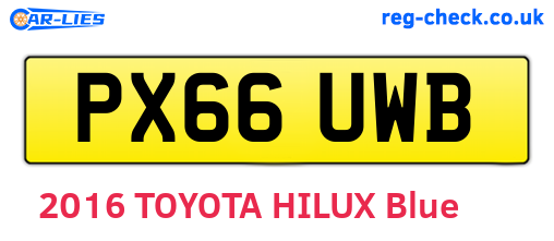 PX66UWB are the vehicle registration plates.