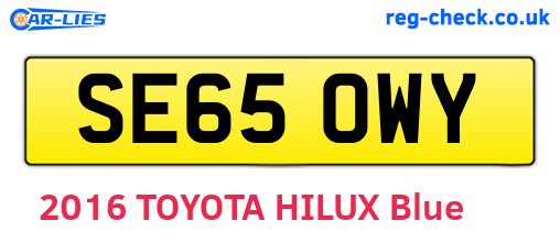 SE65OWY are the vehicle registration plates.