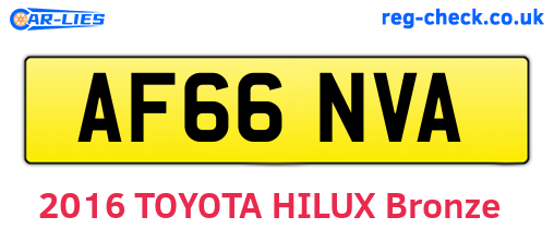 AF66NVA are the vehicle registration plates.
