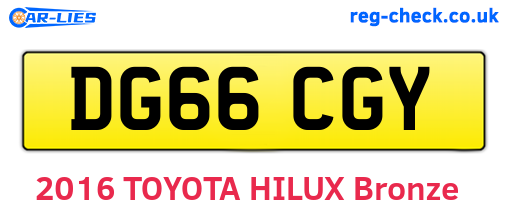 DG66CGY are the vehicle registration plates.