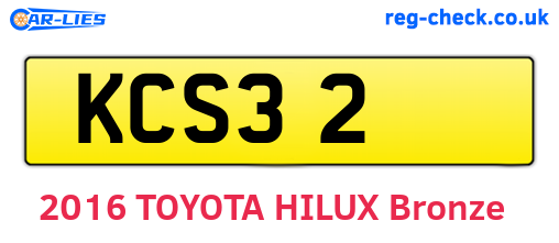 KCS32 are the vehicle registration plates.