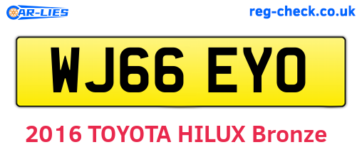 WJ66EYO are the vehicle registration plates.