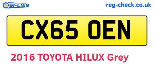 CX65OEN are the vehicle registration plates.