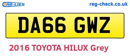 DA66GWZ are the vehicle registration plates.