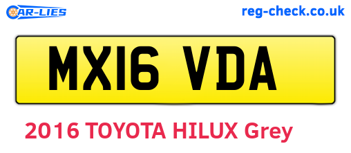 MX16VDA are the vehicle registration plates.
