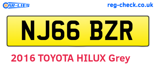 NJ66BZR are the vehicle registration plates.