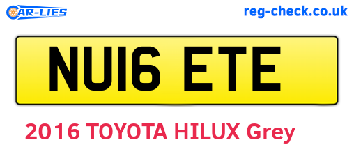 NU16ETE are the vehicle registration plates.