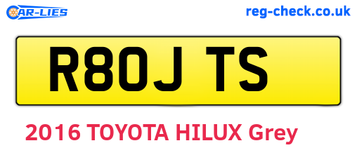 R80JTS are the vehicle registration plates.