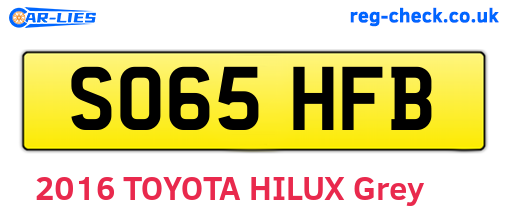 SO65HFB are the vehicle registration plates.