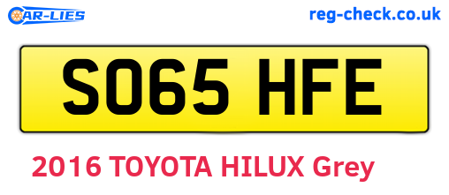 SO65HFE are the vehicle registration plates.