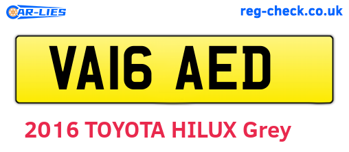 VA16AED are the vehicle registration plates.