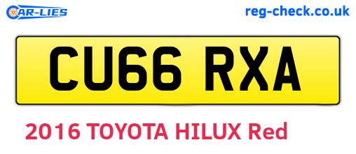 CU66RXA are the vehicle registration plates.