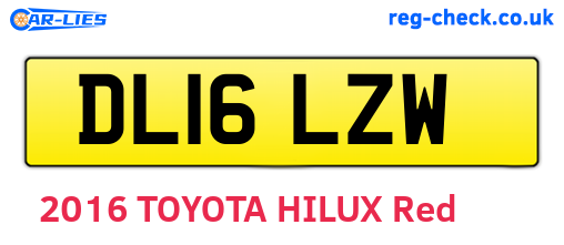 DL16LZW are the vehicle registration plates.