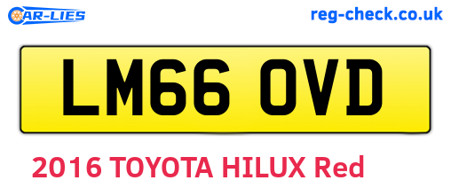 LM66OVD are the vehicle registration plates.