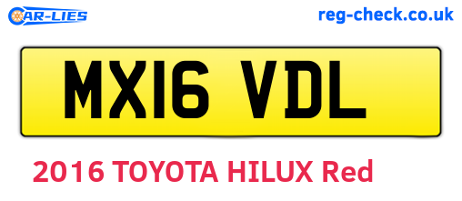 MX16VDL are the vehicle registration plates.